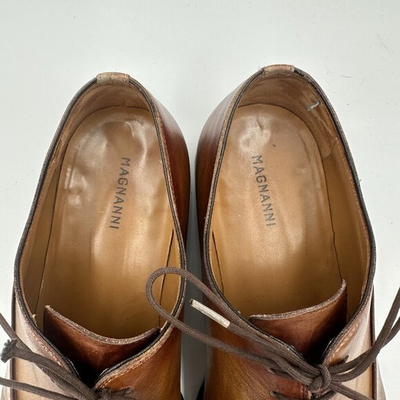 Magnanni Cognac Brown Leather Dress Shoes Men’s‎ Size 9.5 Oxford Brogues - Picture 9 of 10